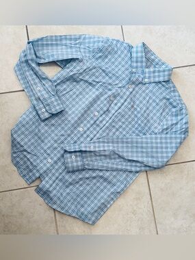 Southern Tide Intercoastal Light Blue and White Plaid Button-Down Shirt